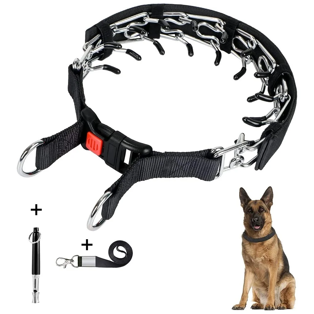 Choke Collar for Dogs, Reflective Covered Dog Spike Pinch Collar, Adjustable Dog Training Collar Buckle for Small Large Dogs