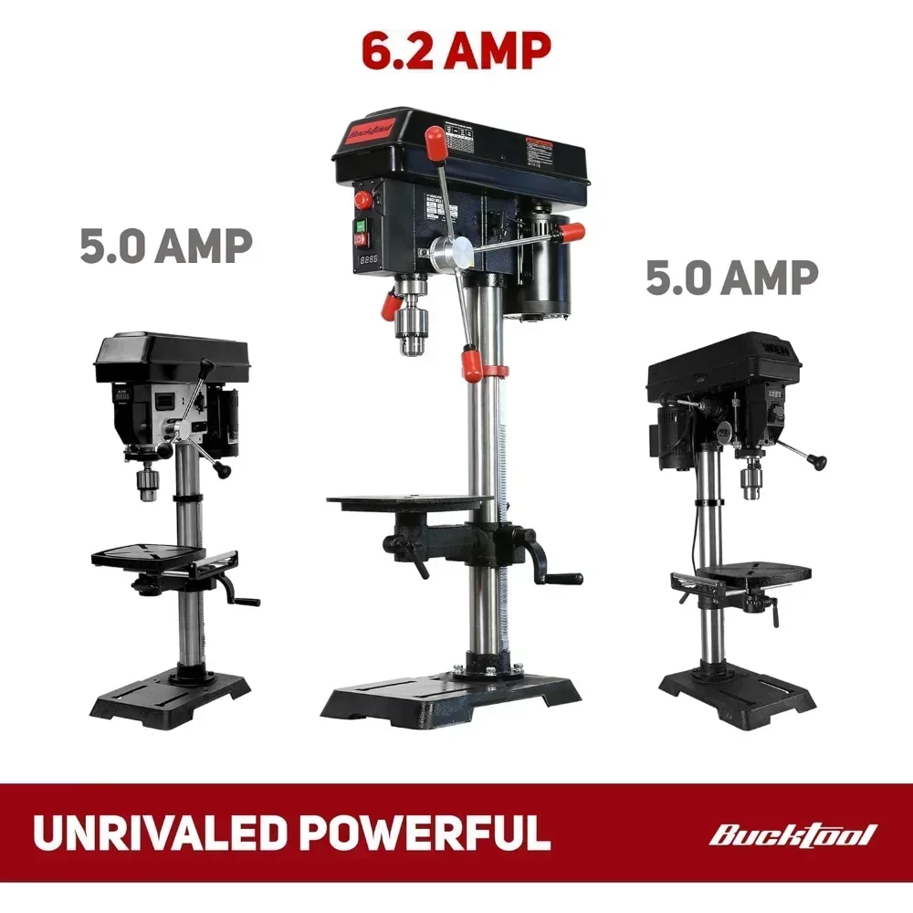 12 INCH 6.2A Professional Bench Drill Press, 3/4HP Powerful Benchtop Drill Press, Variable Speed Drill Press