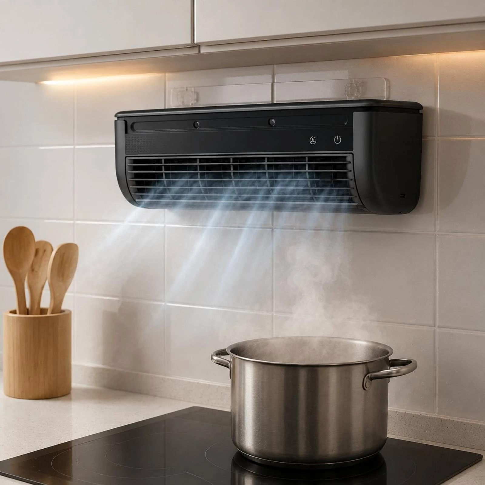 

Mist-Spray Cooling Fan Wireless Controller Control Mini Mist-Cooling Fan Kitchen Appliance Compact Adhesive Hook