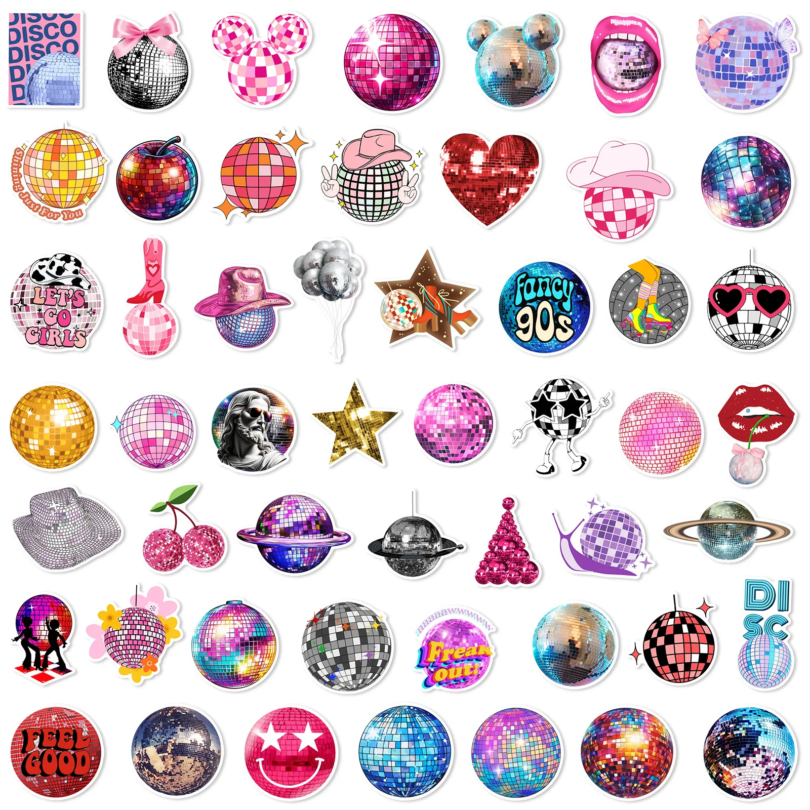 Cartoon Disco Ball Adesivos, Graffiti, Etiqueta Decoração, Bagagem, Laptop, Telefone, Guitarra, Carro, Bicicleta, Skate, Decalques Brinquedo, 10 Pcs, 30 Pcs, 50Pcs