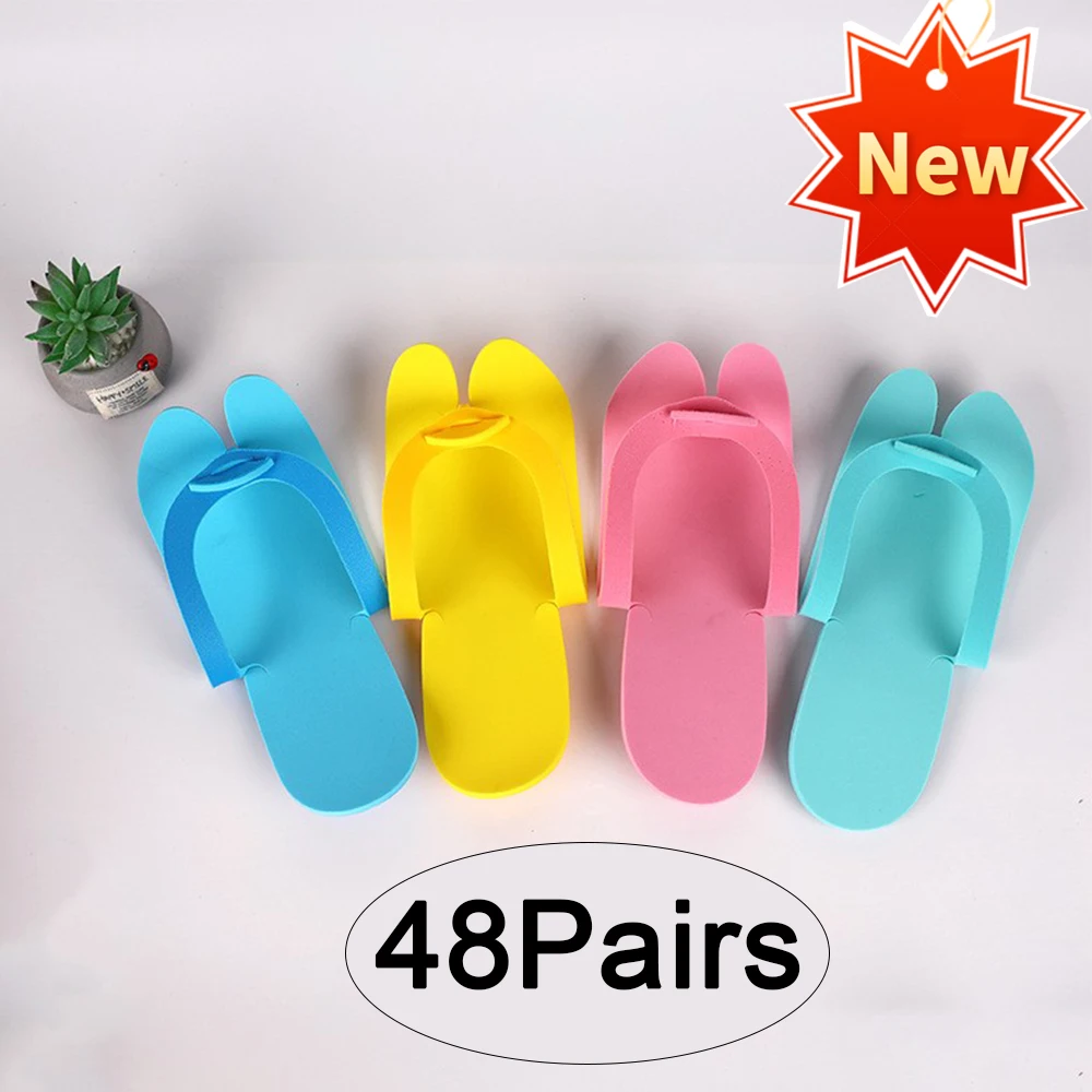 

48 Pairs Disposable Foam Pedicure Slippper Open Toe Salon Dedicated Shoes Foot Flip Flop
