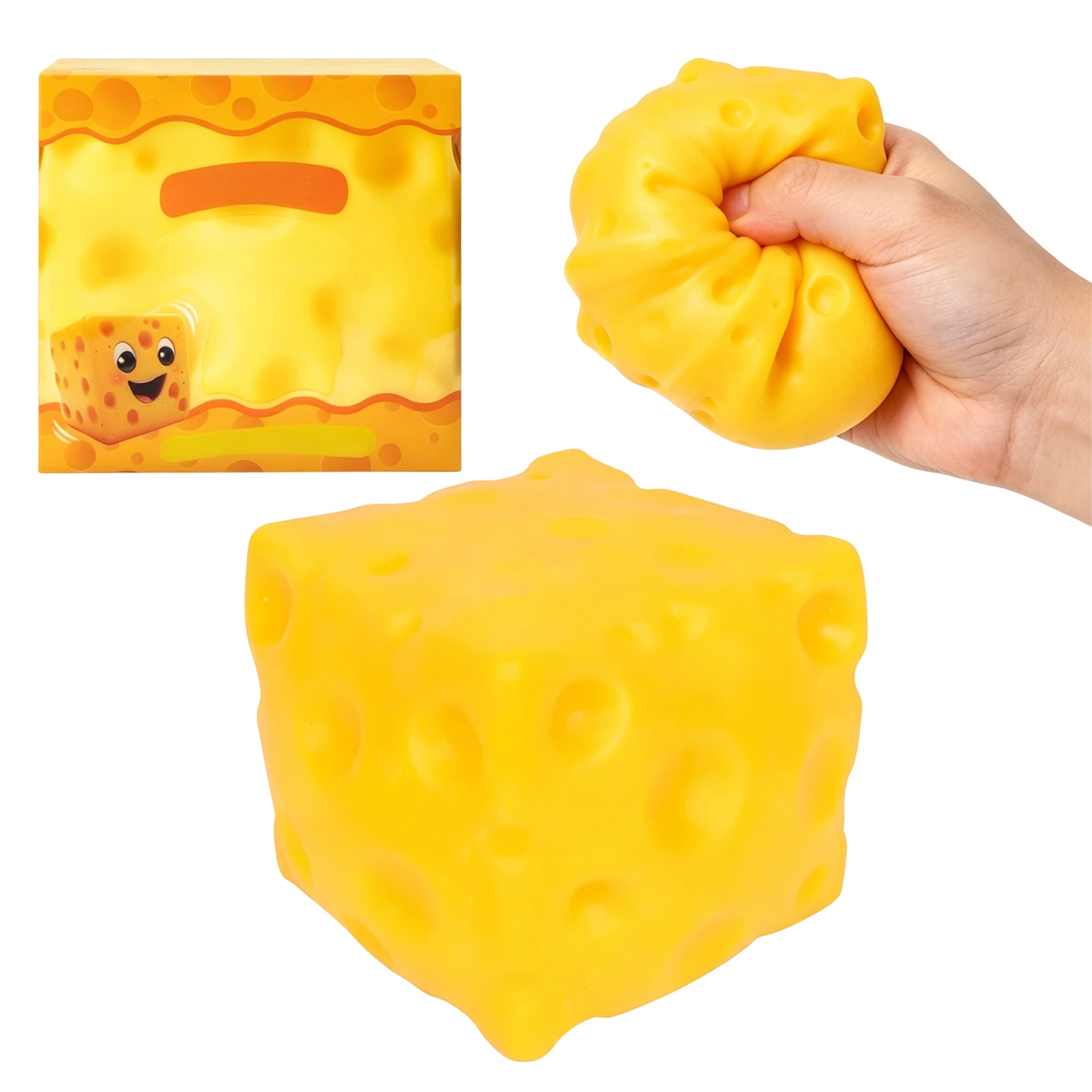 

Yellow Cheese Cube Toy Realistic Cheese Shaped Slow Rising Squeezed Toy Kids Adults Daily School Office Decompression Accessory