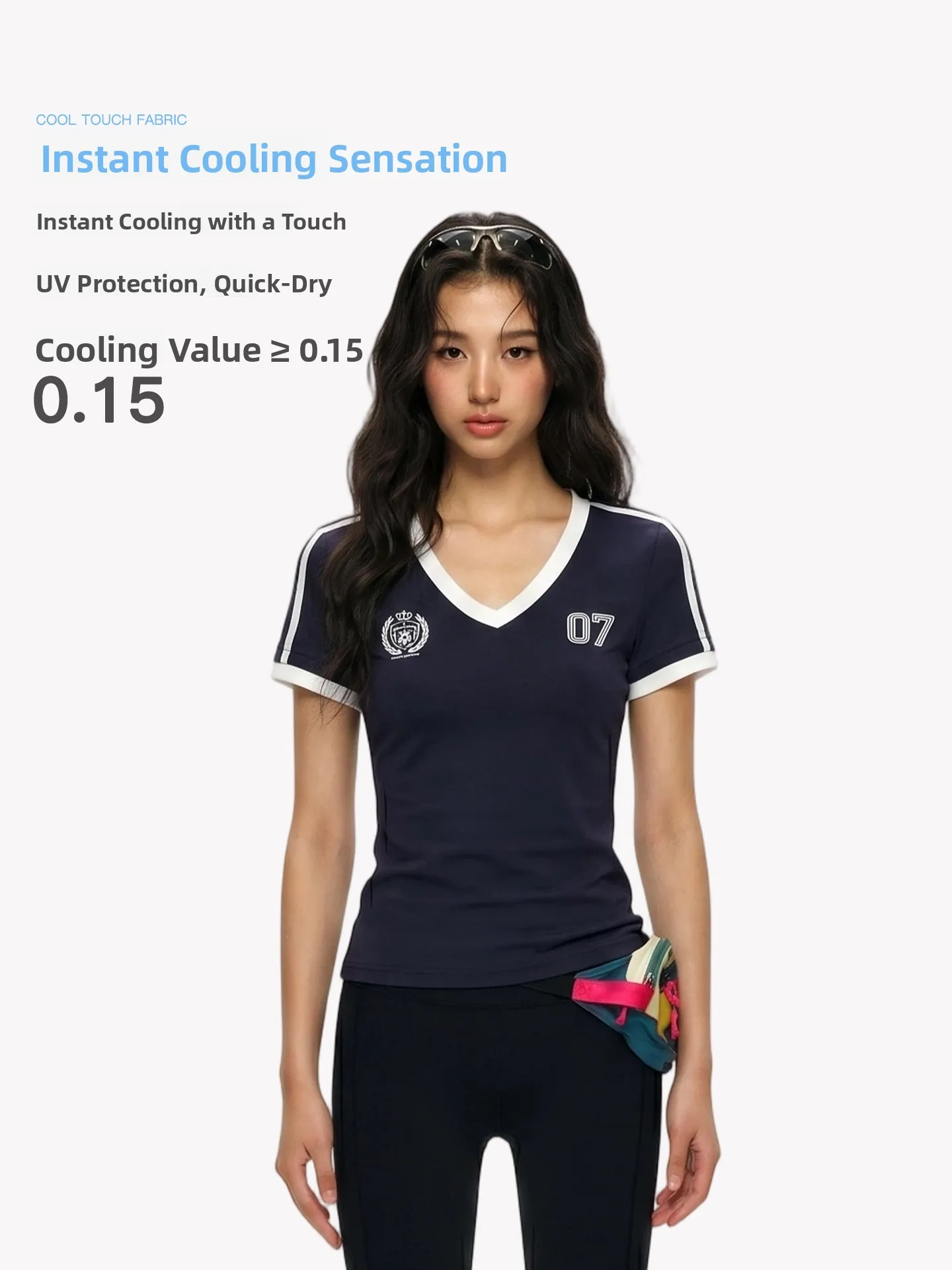 

Waitingwave Summer Short Sleeve T-Shirt Women's Slim Fit Unique Beautiful Waist-Cut Top Casual Style Cotton Quick Dry V-Neck