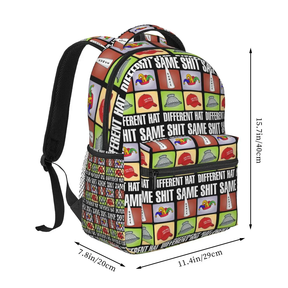 Same Shit Different Hat Funny Quote Student Backpack School Bag Hiking Travel Daypack for Boys Girls Bookbag Shoulder Bags