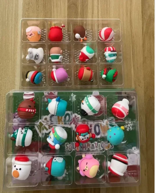 Christmas Countdown Calendar Blind Box Micromallows 24-Day Advent Calendar Soft Vinyl Figures Mini Holiday Party Decor New Year