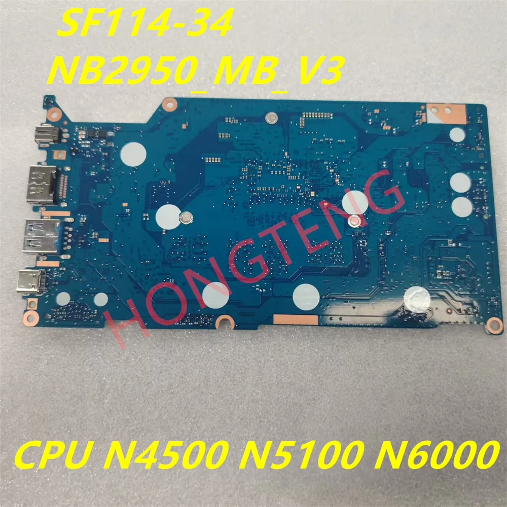 Genuine For Acer Swift SF114-34 NB2950_MB_V3 Laptop Motherboard CPU N4500 N5100 N6000  Tested Fast Shipping