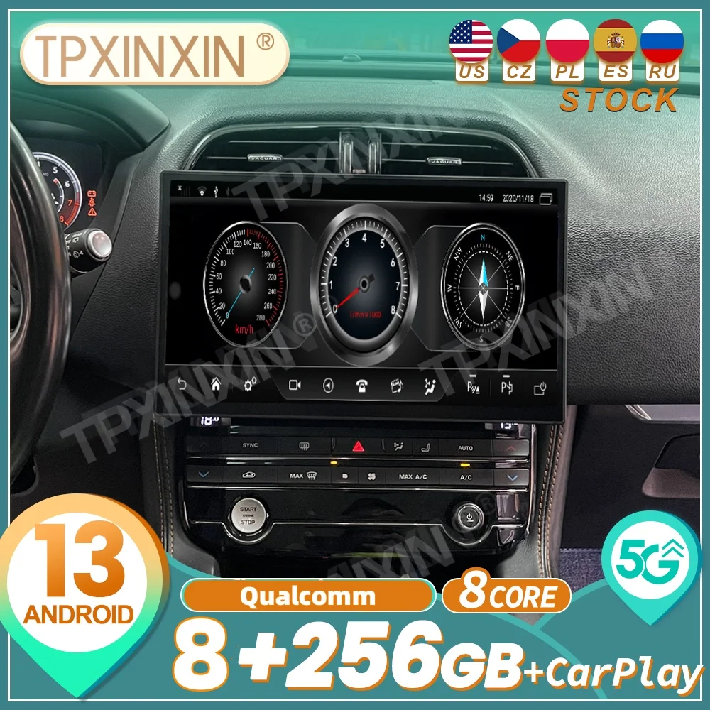 Qualcomm para Jaguar F-PACE 2016 ~ 2018 Android Auto Carplay Radio de coche estéreo reproductor Multimedia automotriz unidad principal de navegación GPS