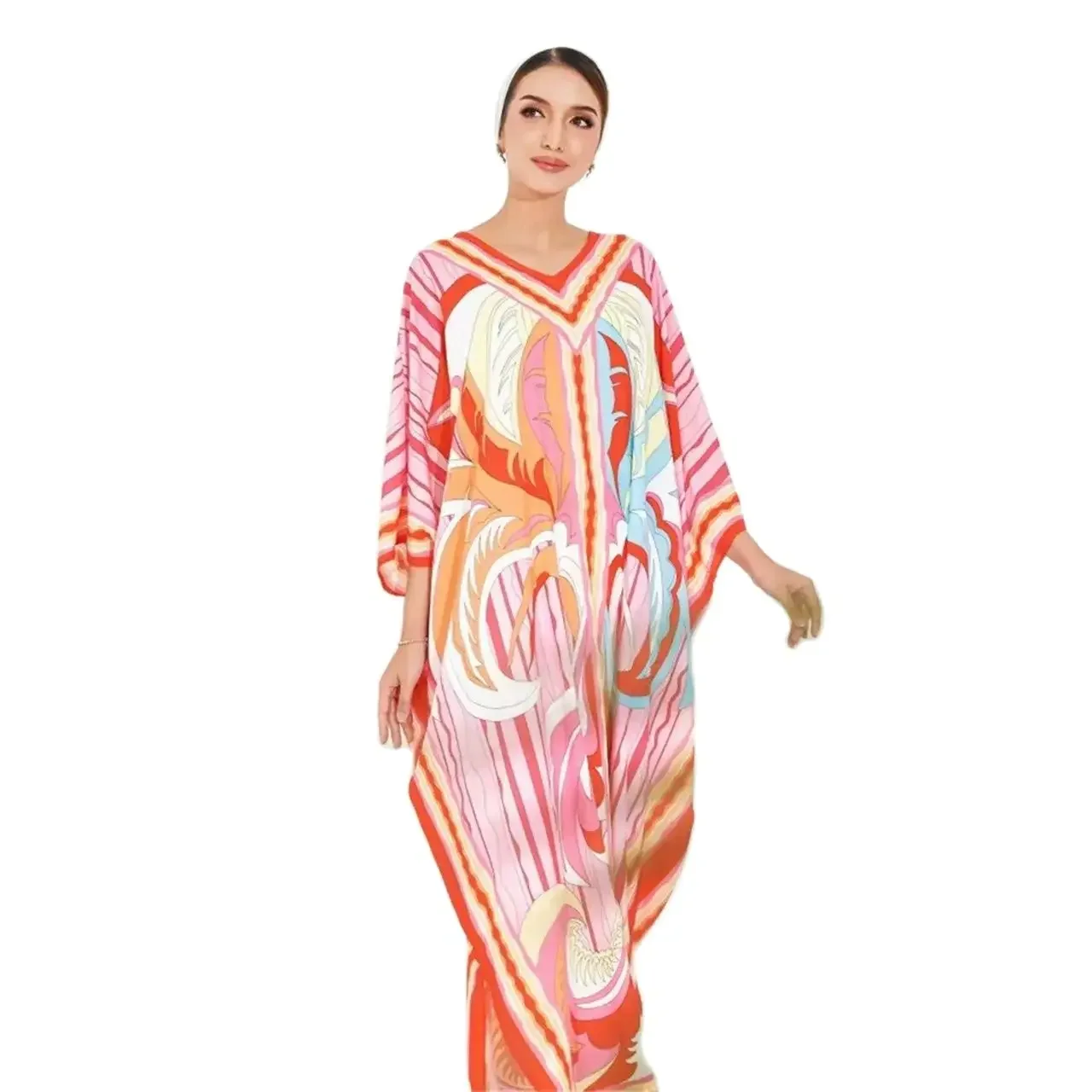 Stylish Jilbab Summer Islamic Clothing Printed Women's Outwear Beach Abaya Dubai Muslim Dress Jalabiya for Women Kaftan Robe