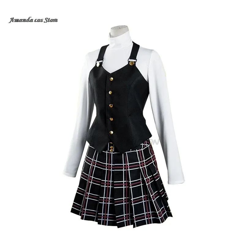 Juego Anime P5/persona 5 conjunto de disfraz de Cosplay reina Makoto Niijima conjunto de Cosplay Top + chaleco + falda + peluca Halloween Harujuku ropa peluca