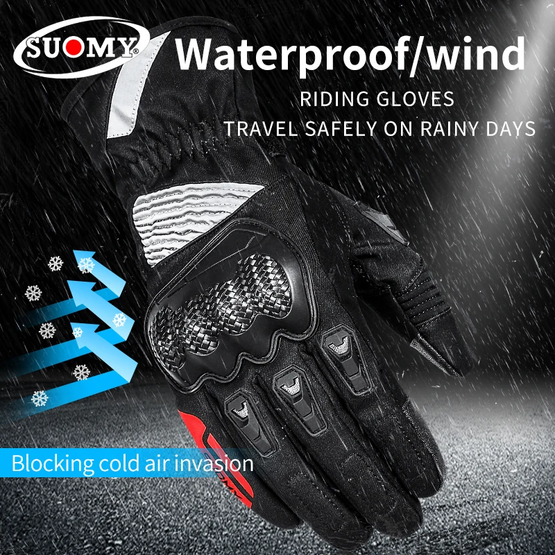 

SUOMY WP-06 Motorcycle Gloves Winter Warm Gloves Motorbike Guantes Touch Screen Gant Moto Riding Gloves 100% Water&Windproof