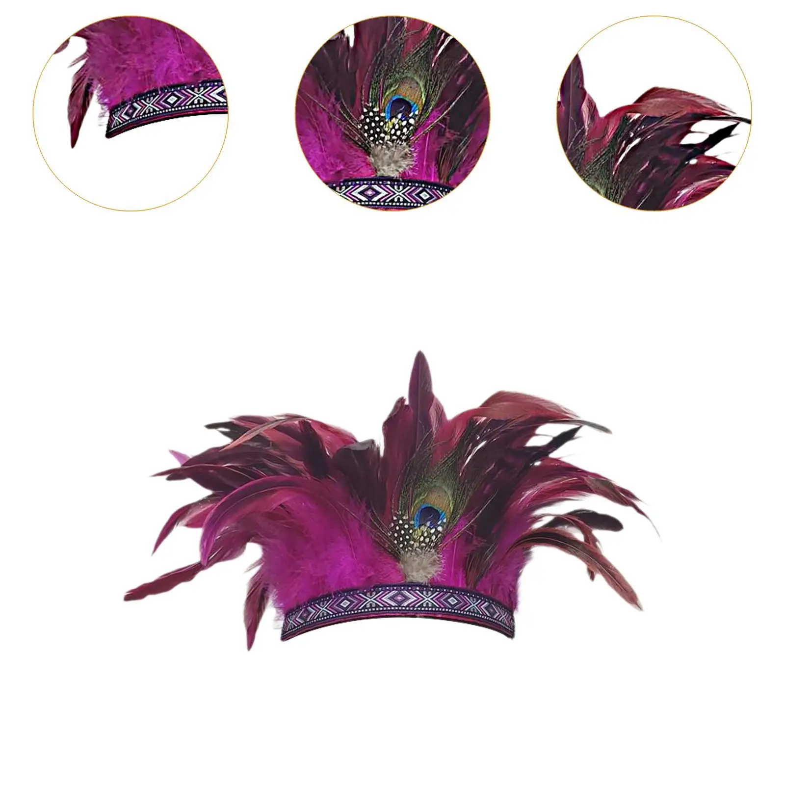 Feather Headdress Boho Hair Band Headband for Fancy Dress Cosplay Burlesque