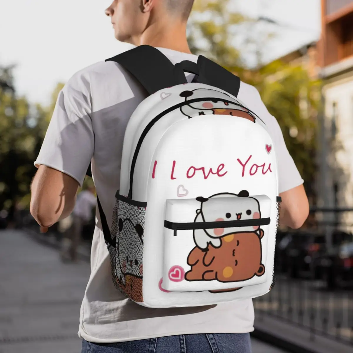 Bubu Dudu Panda And Brownie Bear Couple Backpack Daypack Large Capacity Kids BookBag School Bag Shoulder Bags for Men Women