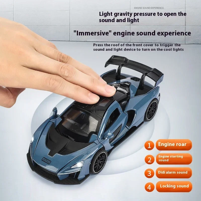 1:32  Senna Alloy Sports Car Diecast Metal Model Simulation Sound Light Pull Back Racing Toy Children Birthday Toy Gift