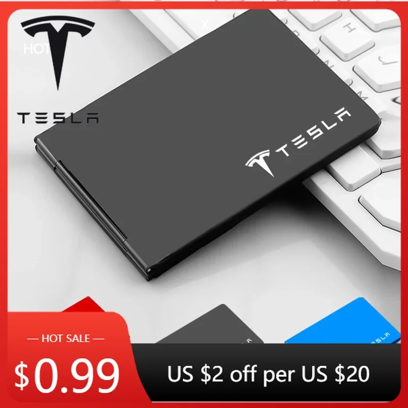 

Car Sticker 2025 Hot Smart Wallet Thin ID Card RFID Case Automatically Metal Key card holder Bank Credit Card Case For Tesla Mod