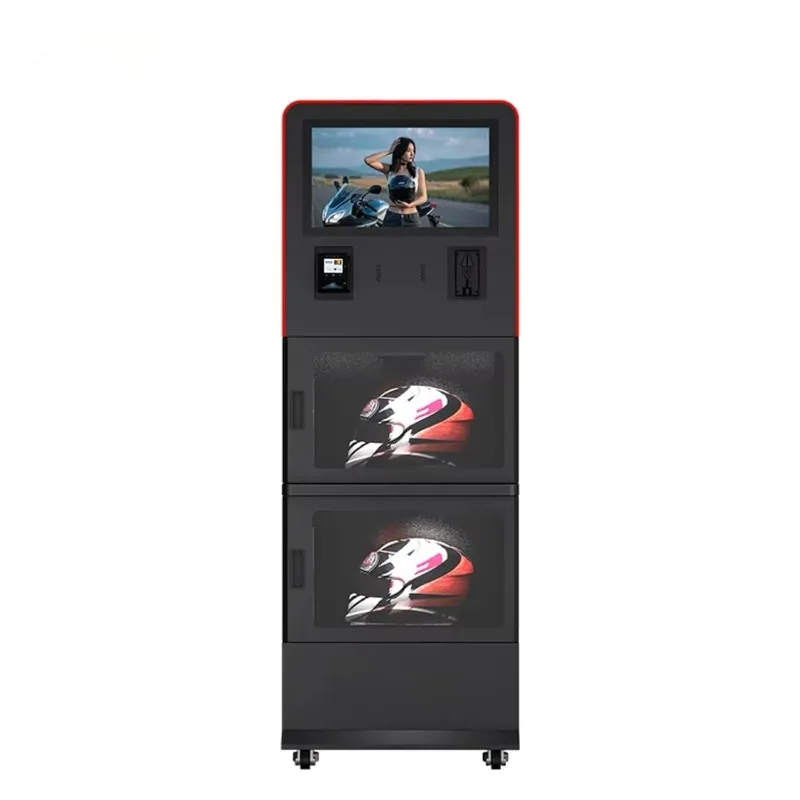 Customized Automatic Helmet Cleaning Kiosk Outdoor Waterproof Dual Compartment Multi Payment Suitable for Gas Stations Lots