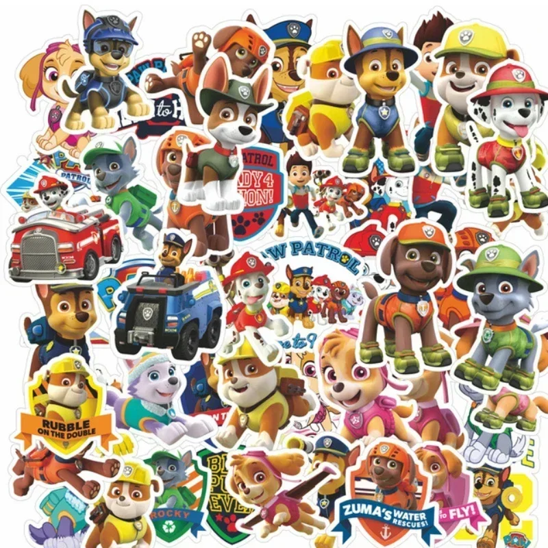 50pcs Non-repeating Various Cartoon Anime Cute Paw Patrol DIY Kids Waterproof Stickers