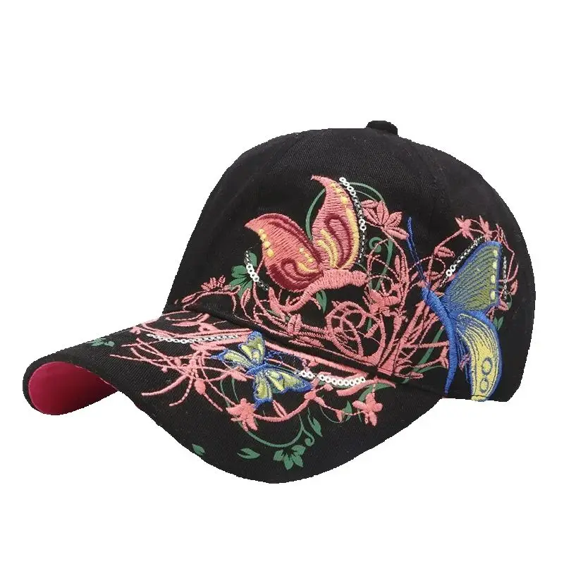 

Doitbest Vintage Butterflies Embroidery Baseball Cap For Men Women Sun Cap Casual Snapback Hip Hop Hat Curved Brim Hat