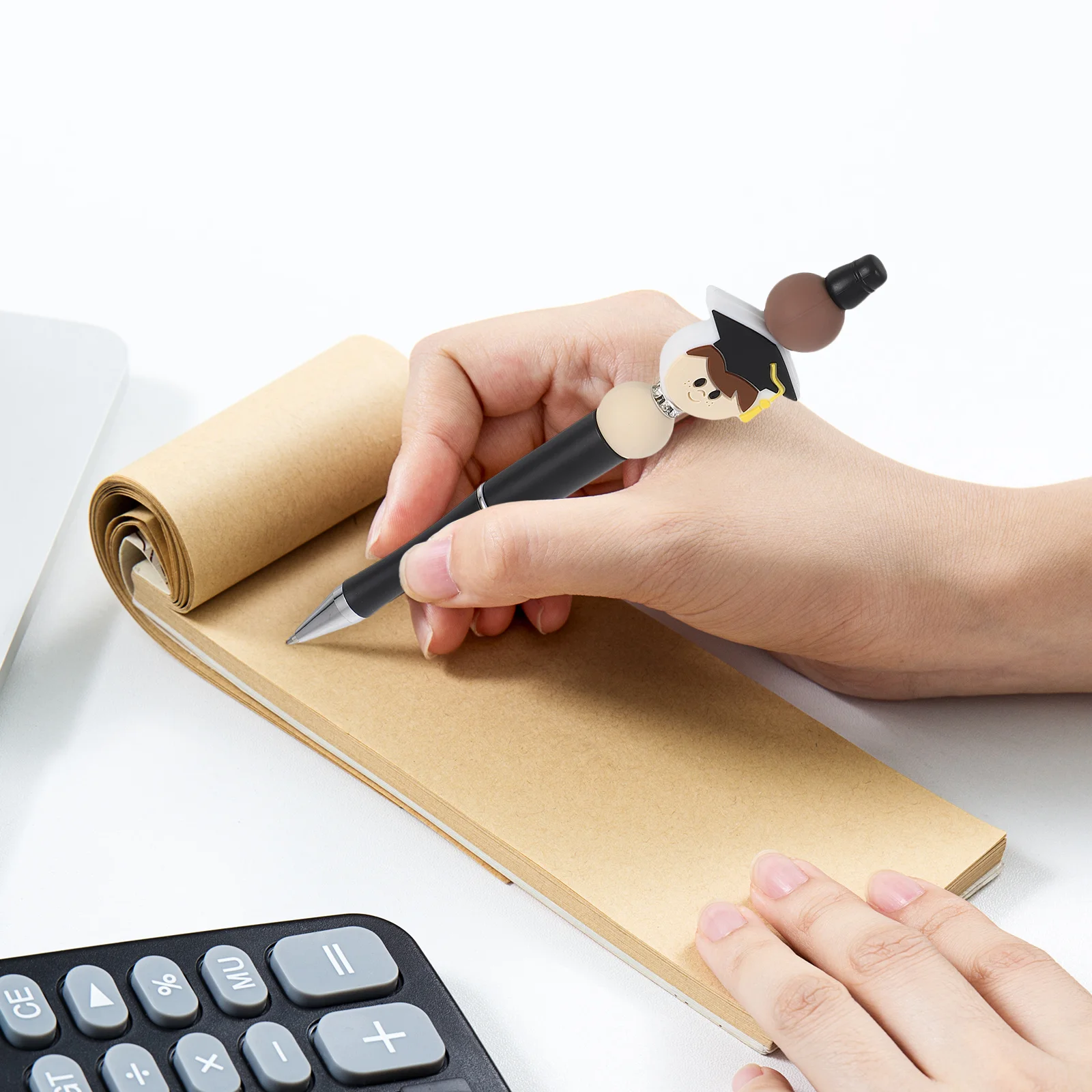 

Refillable Beaded Ballpoint Pen Graduation Cap Top Design Comfortable Silicone Grip Perfect Gift for Graduates and Students