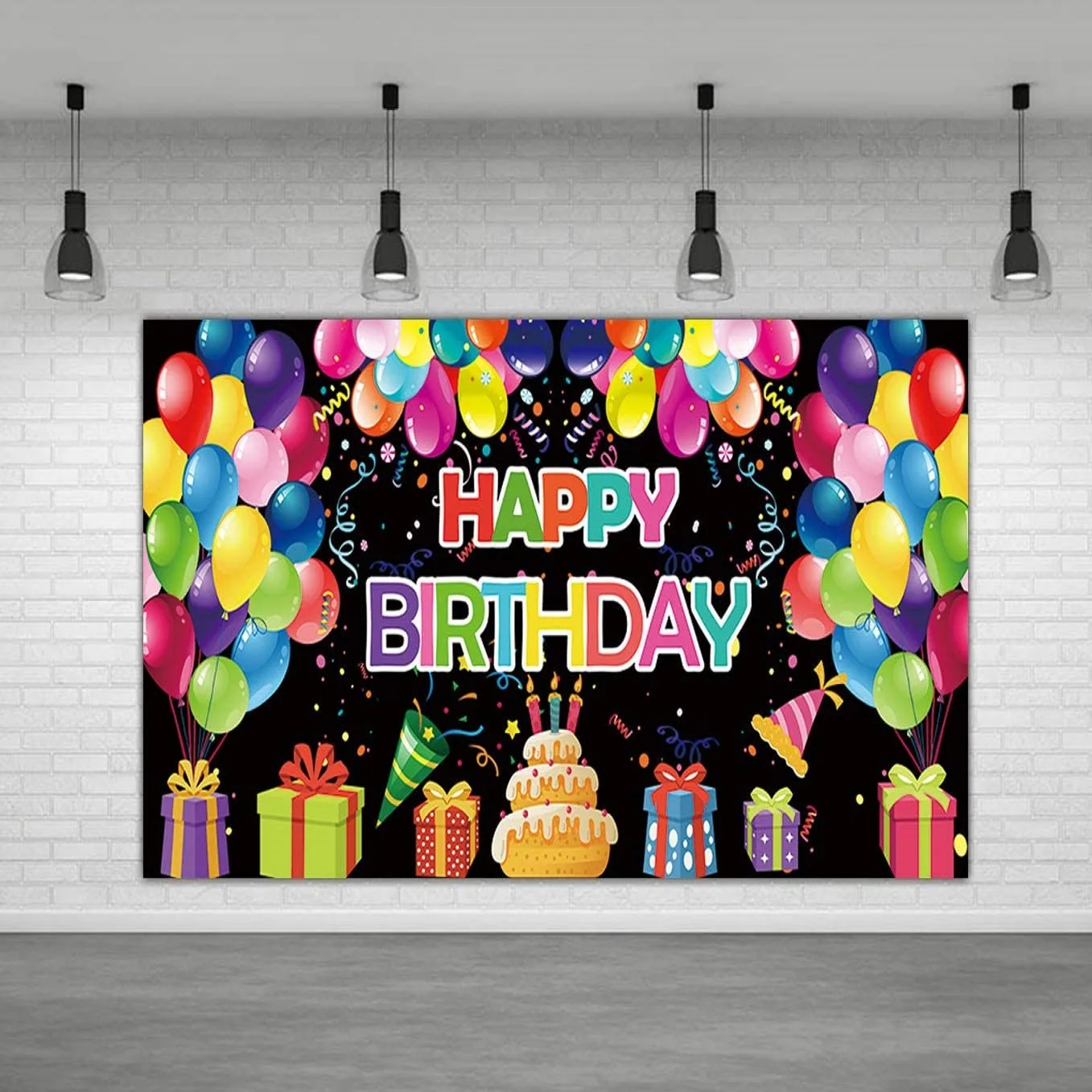 Colorful Bday Sign Happy Birthday Party Photography Backdrop For Kids Adults Photo Background Supplies Decorations