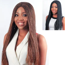 Long Brown Afro BraidedTwisted Wigs, Micro Million Twist Wig Synthetic Hand Braided Wigs for Black Women.