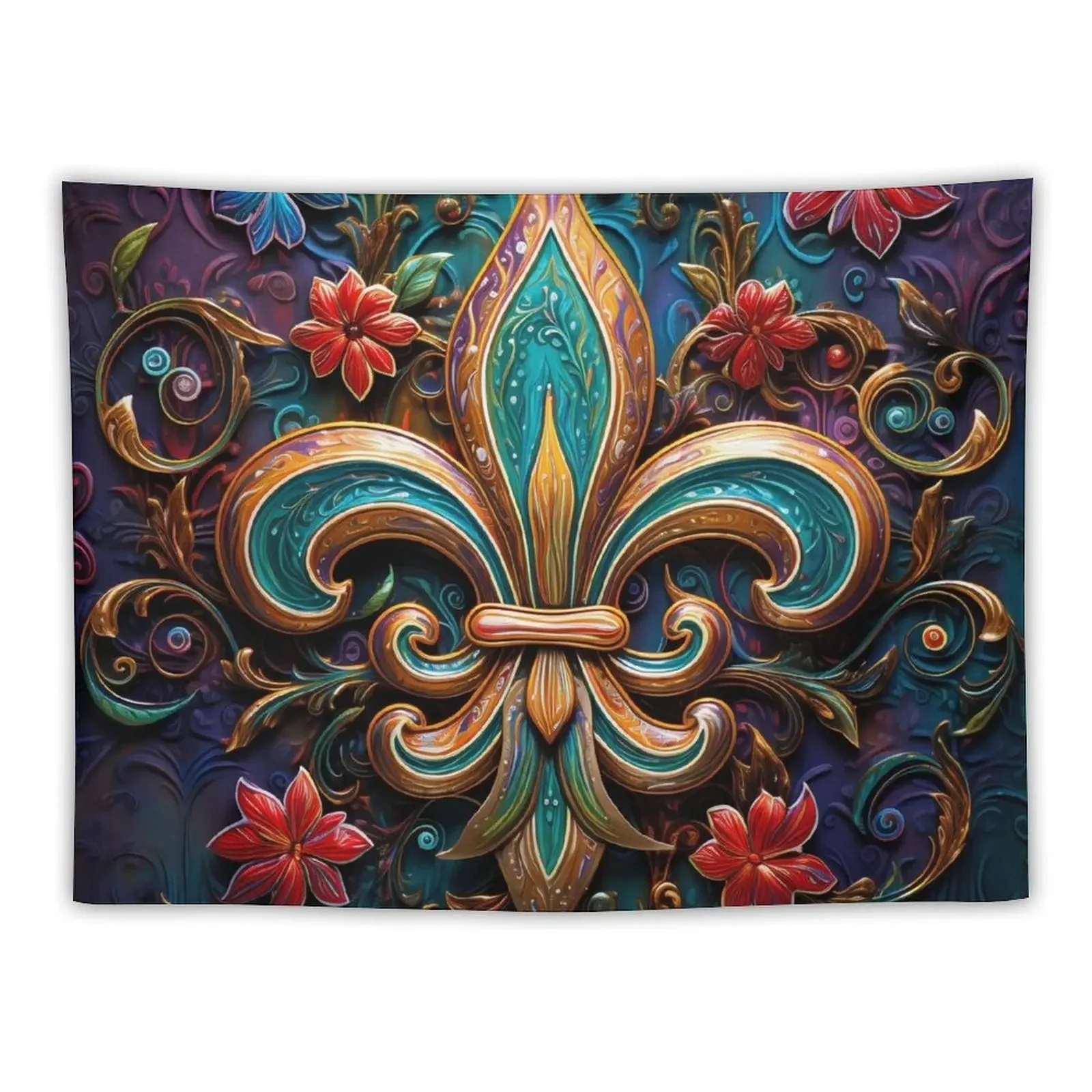 

Fleur de lis digital print Tapestry Wall Hanging Wall Decoration Home Wall Mural Decoration Aesthetic Tapestry