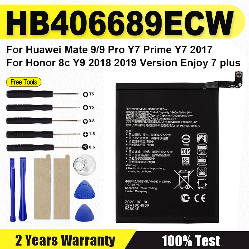 HB406689ECW 4000mAh Phone Battery For Huawei Mate 9 Mate9 Honor 8C Y7 Pro 2017 Prime Enjoy 7 Plus Y9 2018 Y9 2019 Replacemet