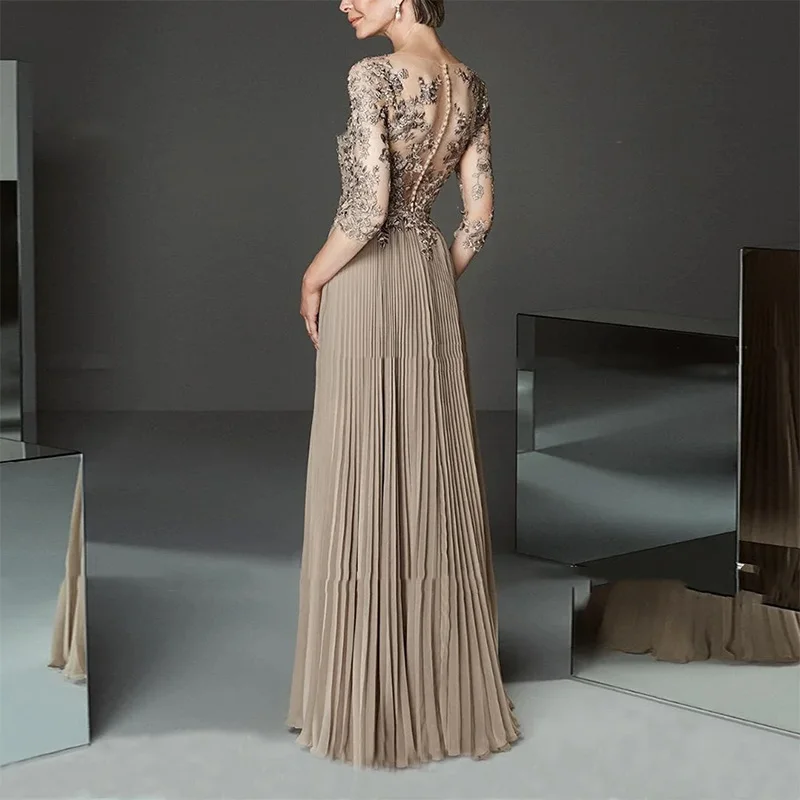 Robe longue élégante en mousseline de soie pour mère de la mariée, col en V, longueur au sol, A-ligne, fête d'invité de mariage, robe de gala de soirée pour femmes, 2023