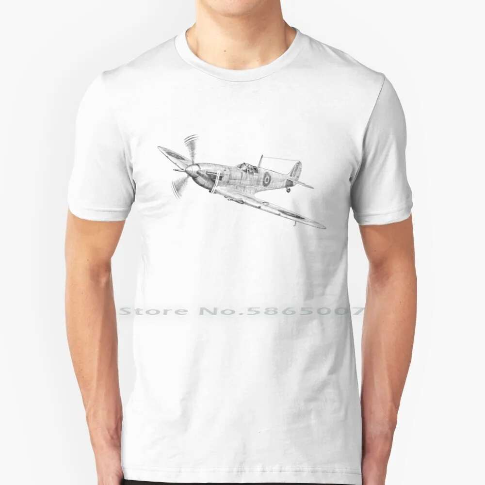 Spitfire T Shirt 100% Cotton Avion Piloto Lent?j? Airplane Wing Piloot Aereo Pilota Vliegtuig Avión Pilote England Hunter