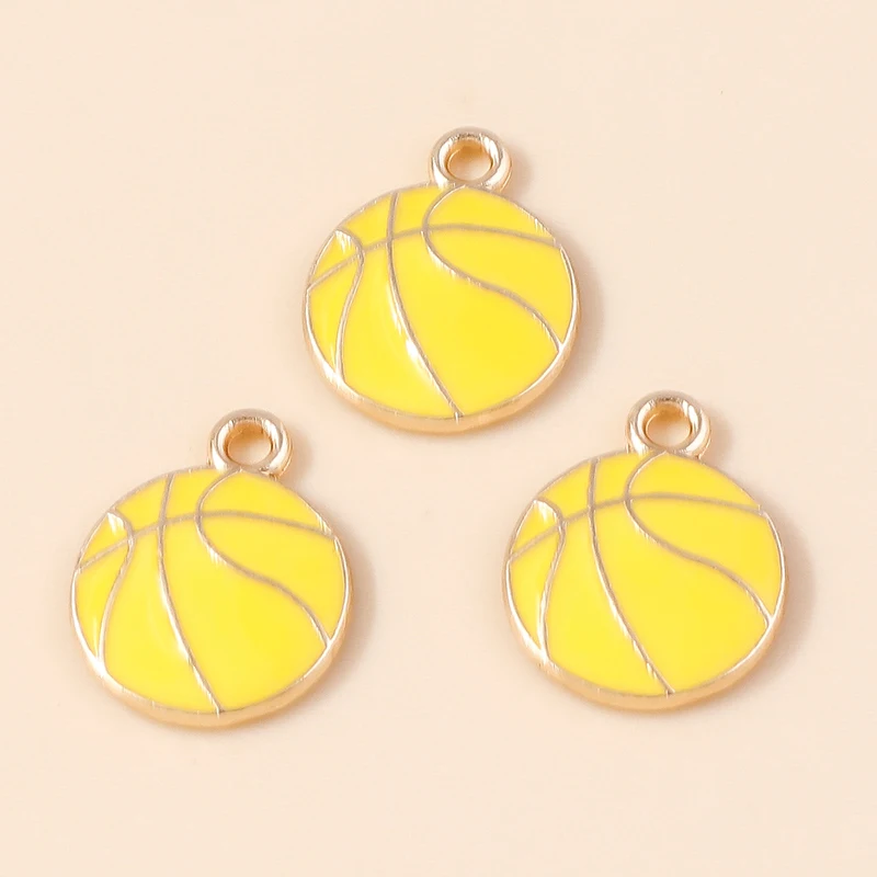 Leslie 10 Stück schöne Emaille-Mini-Ball-Sport-Fußball-Charms für Schmuckherstellung, DIY-Basketball-Fußball-Anhänger für baumelnde Ohrringe – Detail 15