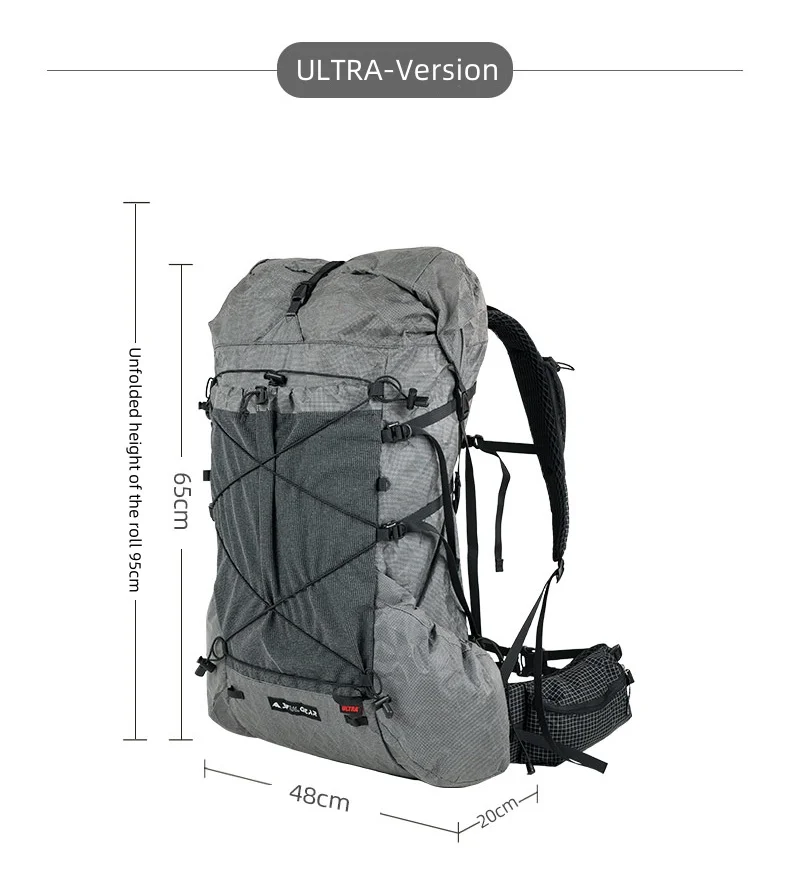 3F UL GEAR Yue 45+10L Rucksack Outdoor Camping Rahmentasche Ultraleichter verstellbarer Multifunktionsrucksack Wandern Bergsteigen – Detail 5