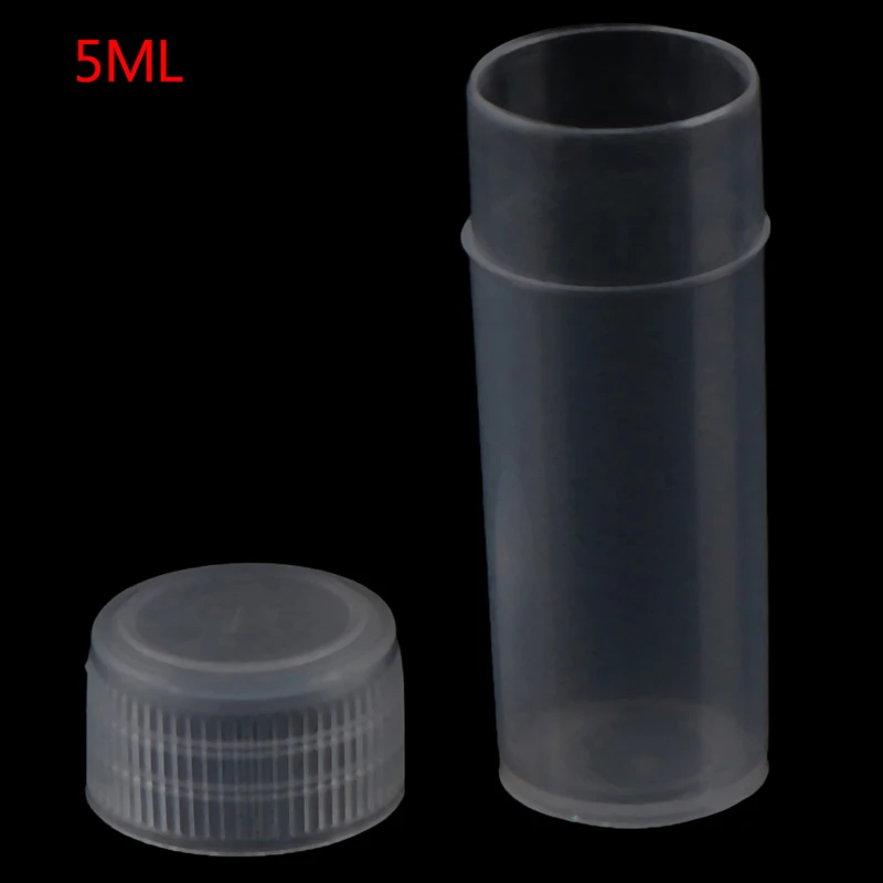 100Pcs 5ml Plastic Test Tubes Screw Cap Bottles For School Chemistry Supplies