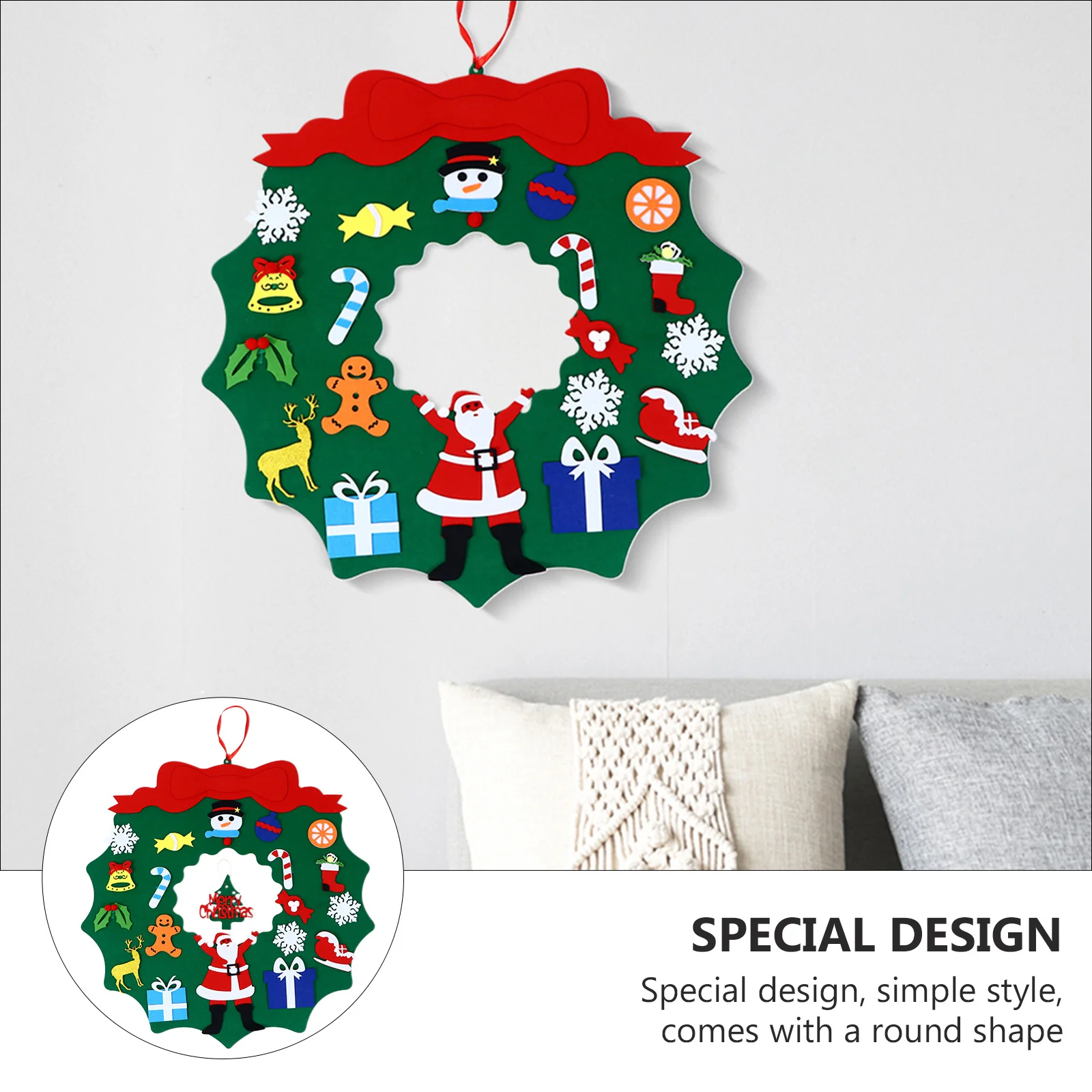

Felt Wreath Decoration Handmade Diy Home Decor For Christmas Festival Wall Hanging Round Door Garland Creative Unfading