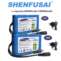 3S2P 100000mAh 12V Lithium Battery 18650 Rechargeable Battery Pack with  LED lights+charger for Solar LightsPower Bank