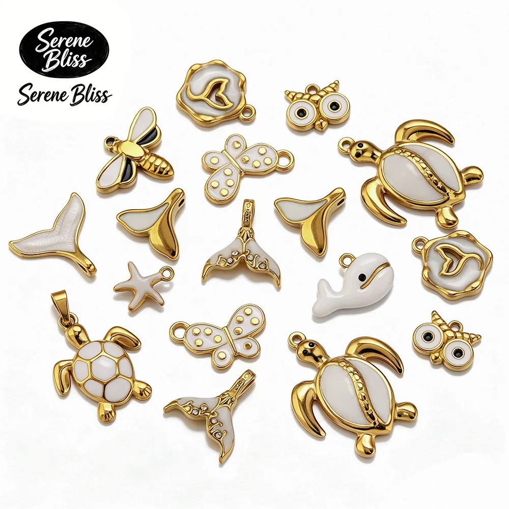 

5pcs Stainless Steel Charms Conch Shell Marine Animal Gold-plated DIY Necklace Bracelet Anklet Jewelry Making Material Wholesale