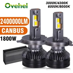 OVEHEL H7 H4 Led Lamp 2400000LM 1800W Double Copper Tube Lights Car K5C 6000K F5C H1 H11 HB3 9005 HB4 9006 Led Headlight Bulb