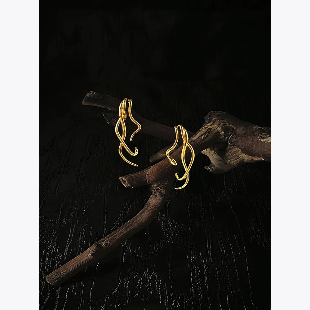 ENFASHION Goth Curvy Snake Earings Aretes De Mujer Earrings For Women Halloween Gold Color Fashion Jewelry Animals E221390