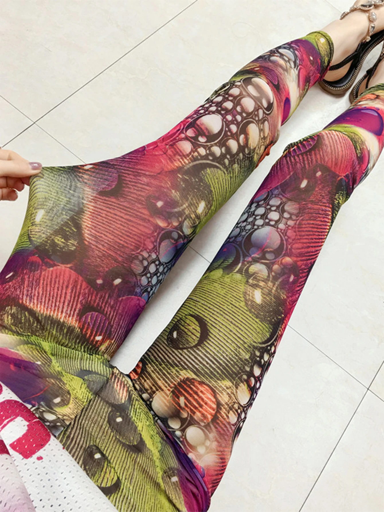 Skinny Fit Midi-legging voor dames, comfortabel, het hele seizoen, Koreaanse print, sportieve dagelijkse basislaagbroek