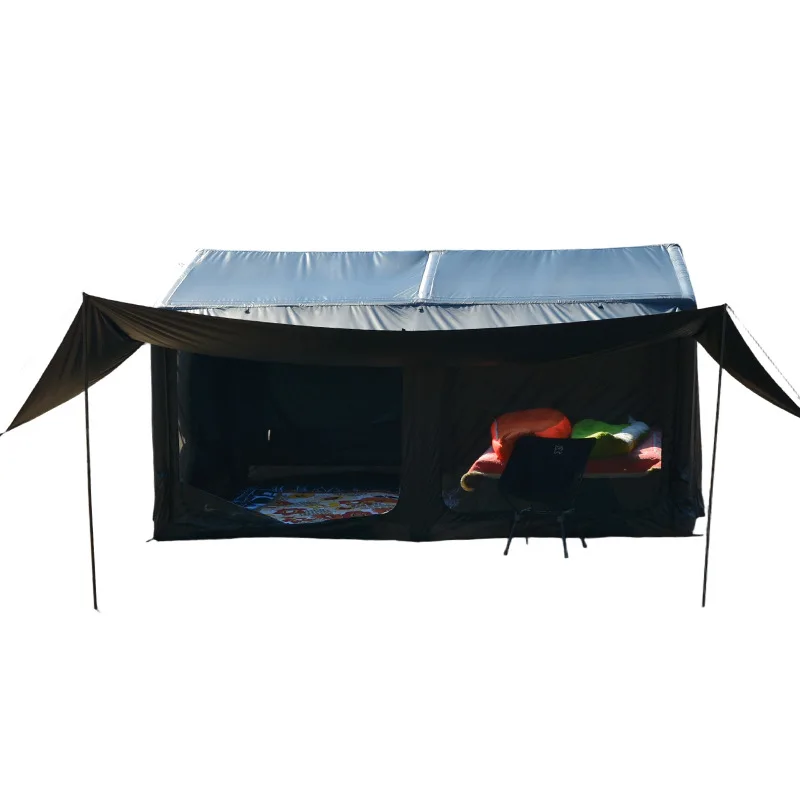 

Outdoor black dog quick-open portable black rainproof wind tent, portable camping tables and chairs