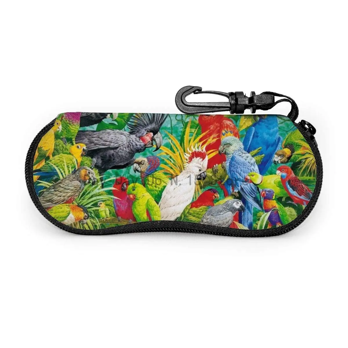 Parrots In The Woods Sunglasses Soft Case Zipper Eyeglass Case Protective Holder With Belt Clip