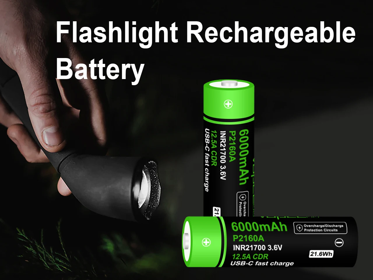 Original High Capacity Vapcell P2160A 21700 6000mah Lithium Battery 12.5A Rechargeable INR21700 Batteries USB-C for Flashlight