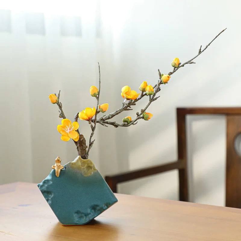 Creative Ceramic Vases Chinese Zen Soft Decorations Modern Retro Ornaments Coarse Ceramic Flower Inserts Home Decor