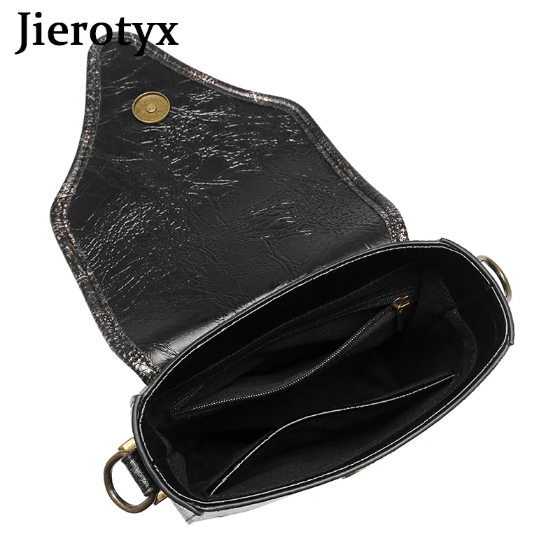 JIEROTYX Womens Steampunk Small Crossbody Bag Shoulder Bags Purse Pouch Cellphone Wallet Satchel Metal Decor Goth Style