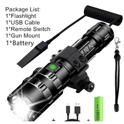 Torcia tattica da caccia a LED Torcia impermeabile ricaricabile tramite USB Set di luci scout notturne per tiro professionale