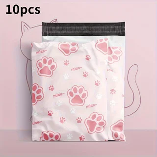 10Pcs Thickened Cat Paw Poly Mailers, Waterproof Self Adhesive Shipping Bags, Tear Resistant Logistics Packaging Pouches 25.5*37