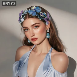 HNYYX Bridal Wedding Rhinestone Hair Accessories Crystal Head Hoop Retro Elegant Headband for Girls Butterfly Tiara Jewelry A199