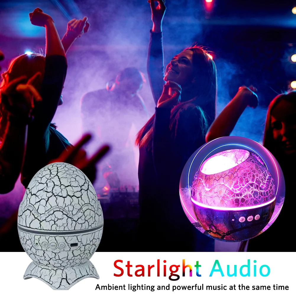 LED Dragon Egg Lamp Dinosaur Egg Shell Galaxy Starry Projector Bluetooth-compatible Remote Control Nebula Night Light Room Decor