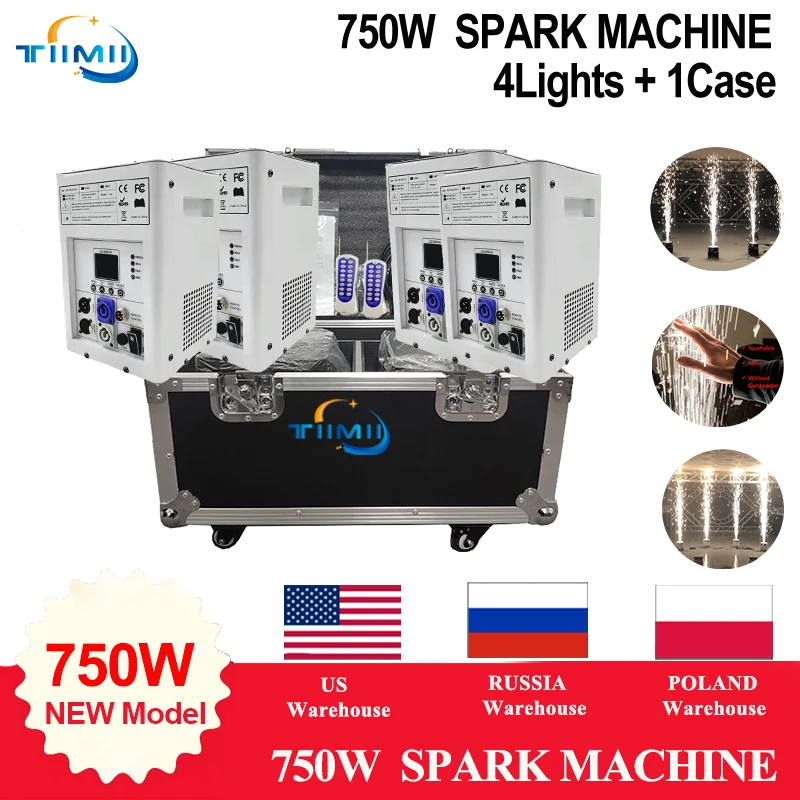 1Case 4 Cold 750W Spark Machine Stage Effect DMX Remote Control For Wedding Celebration DJ Lighting Fountain Fireworks Ti