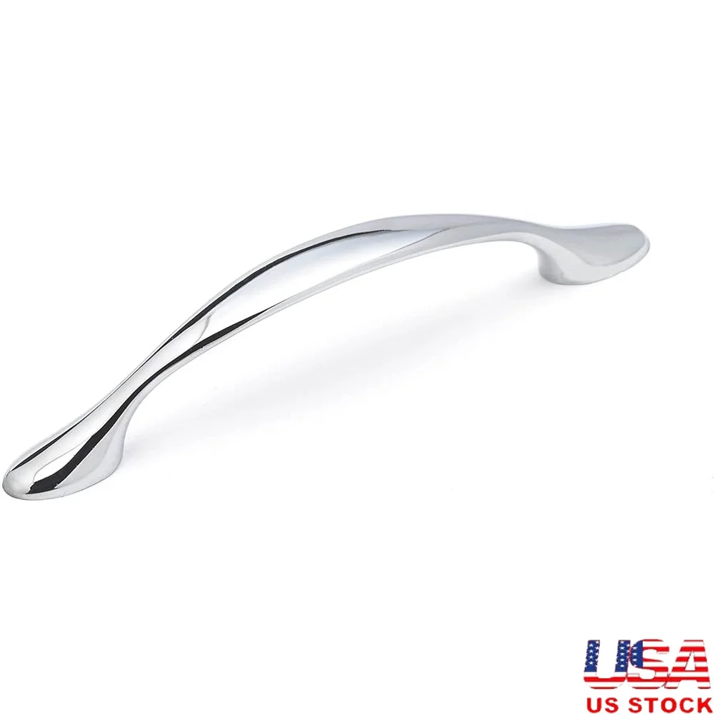 

Традиционный хромированный ящик шкафа, тяга 3, 3/4 дюйма, арочная ручка от центра до центра, длина 4, длина 15/16 дюймов, легко устанавливаемая фурнитура, металл Zamak