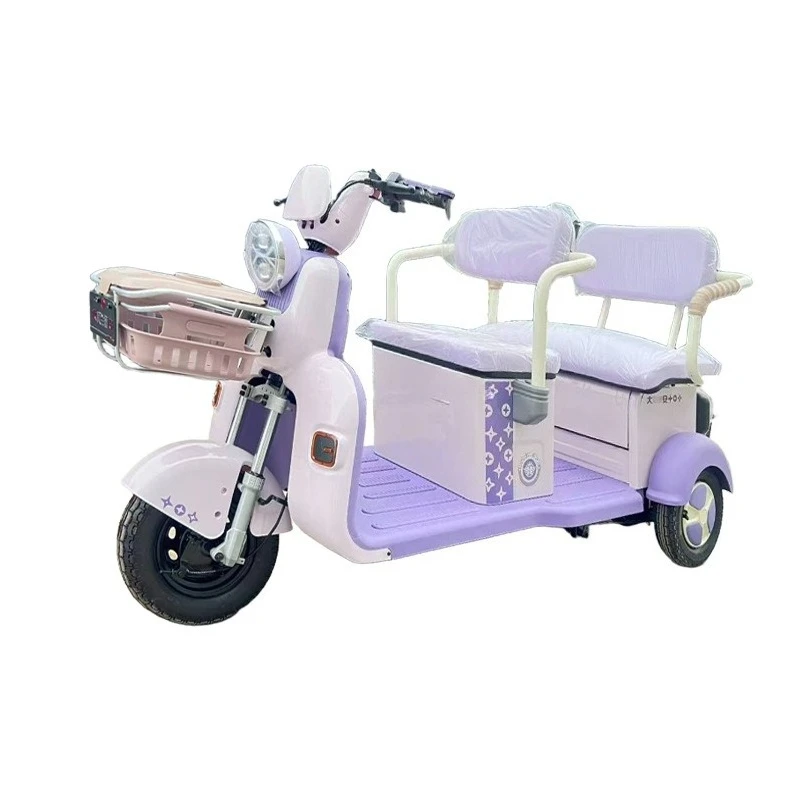 

Electric tricycle new leisure double-row seat commuter home elderly transport children electric tricycle