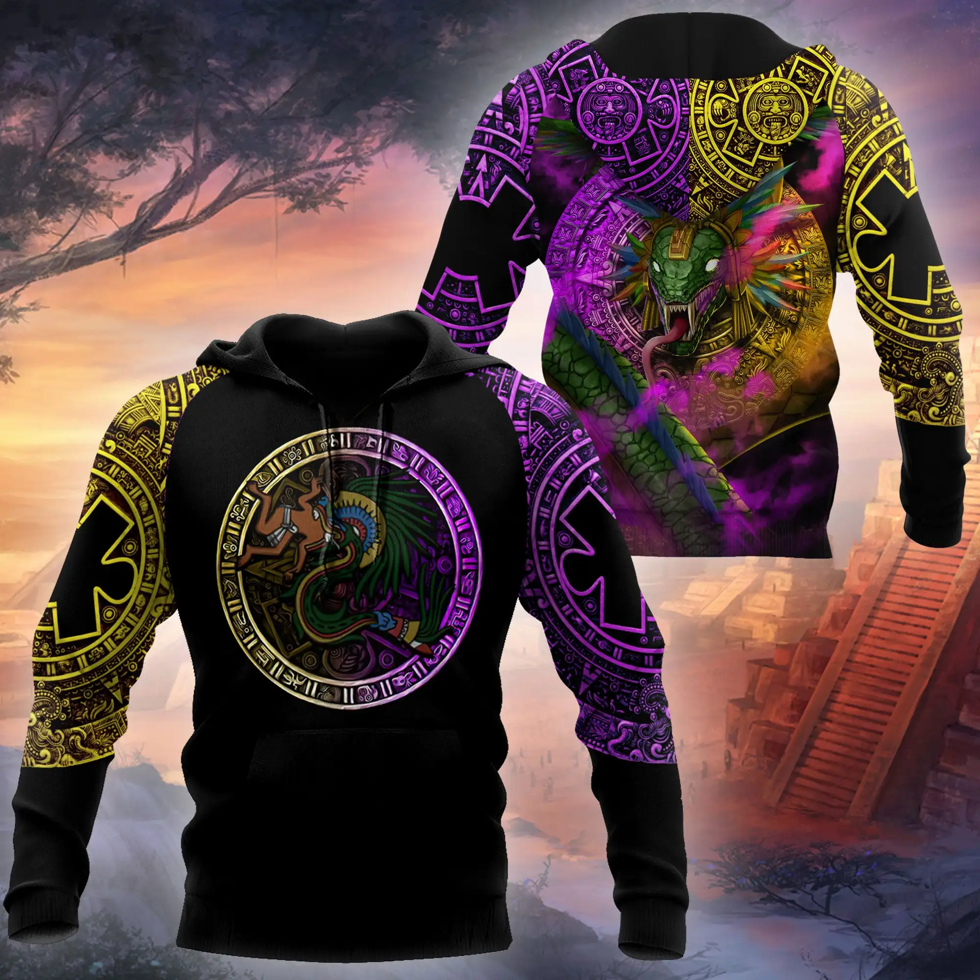 Gods of Mesoamerica - Quetzalcoatl Aztec Mexican 3D Hoodie For Men And Women Streetwear Zip Pullover Casual Jacket Tracksuit